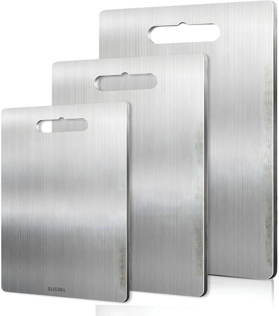 SP® Titanium Snijplank - Titanium Snijplankenset - Vaatwasserbestendig - Zilver - 34cm × 23cm × 1cm