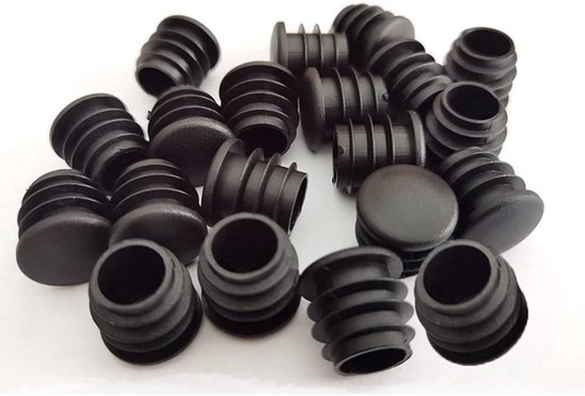 Ronde Kunststof Pluggen - Buiseindkappen - Meubels Beschermen - Flexibele Ribbels - 20 Stuks 3/4 Inch - Zwart