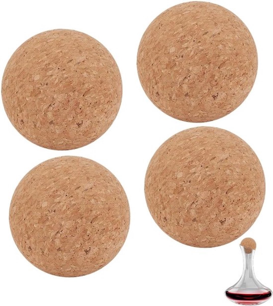 4 stks 7cm Wijnkurk Bal Houten Kurk Bal Stopper Voor Wijn Karaf Karaf Fles Vervanging Sferische Wijnfles Stopper Voor Brede Mond Fles Glazen Fles Accessoires