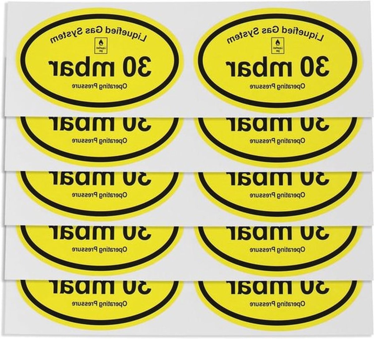 Sticker Set voor Drukregelaars Vloeibaar Gas Systeem - 10 Stuks - Engelse Versie