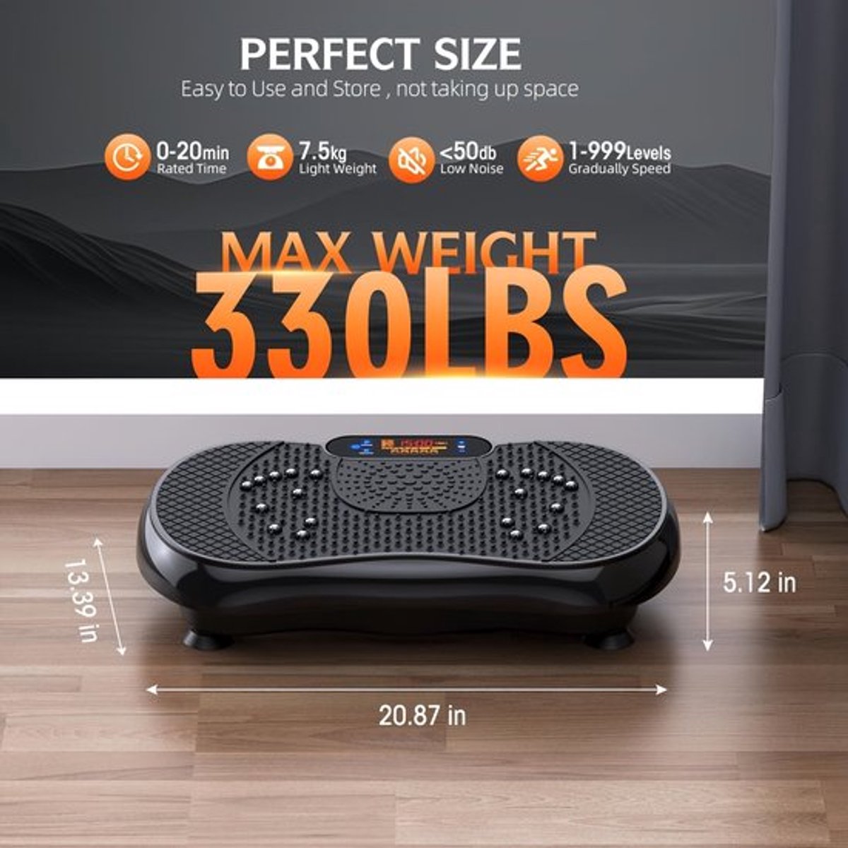 Zwarte Vibrator – Trilmachine – Massager – Spiertrainer – Fitnessapparaat – 3 Intensiteitsstanden – Max. Gewicht 150 kg
