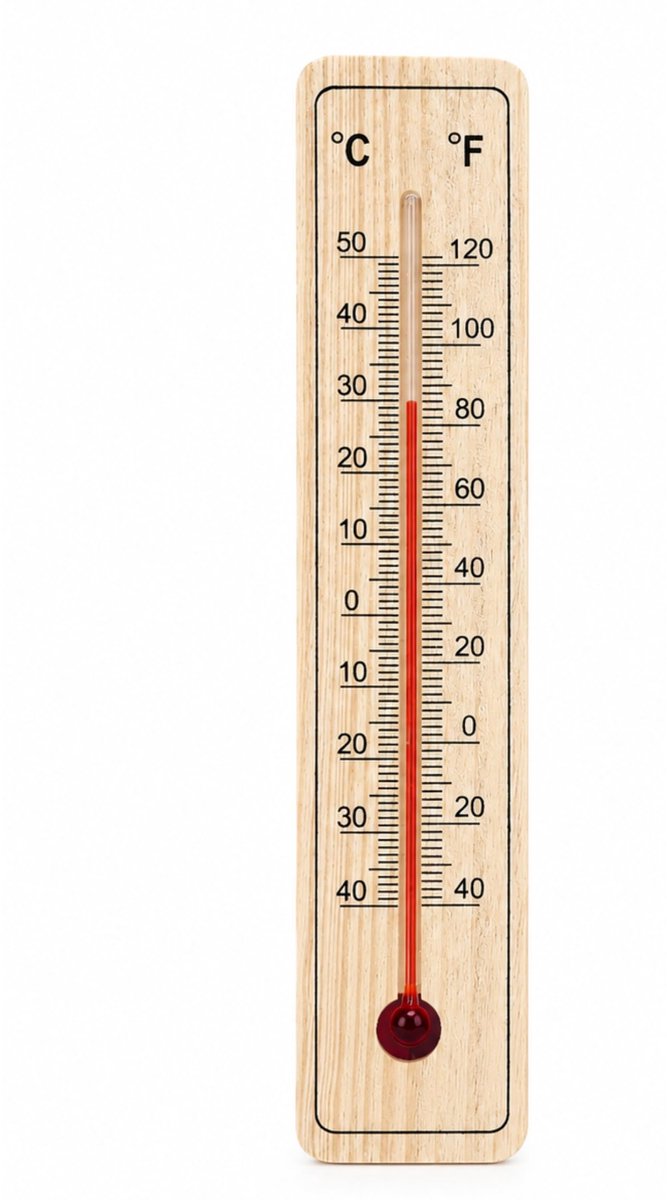 Houten wandthermometer – Binnen- en buitenthermometer – Goed afleesbaar – Temperatuur in °C en °F