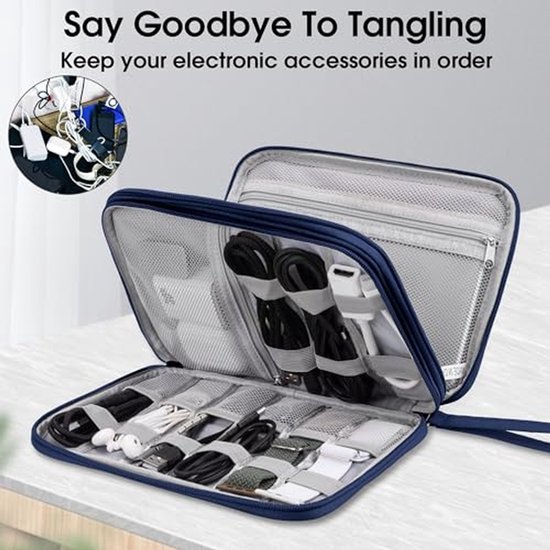 Elektronica Organizer Tas - Kabeltas Reizen - Tech Accessoires Opbergen - Dubbellaags Ontwerp - 23 x 17 x 5.5 cm — afbeelding 3