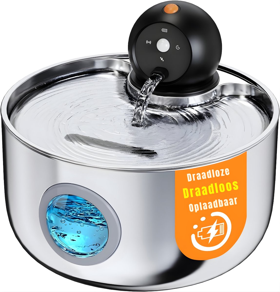 KIRA® Drinkfontein Kat - Drinkfontein Hond -Drinkfontein - Automatische Voerbak Kat - Zilver - 22cm x 22cm x 12cm