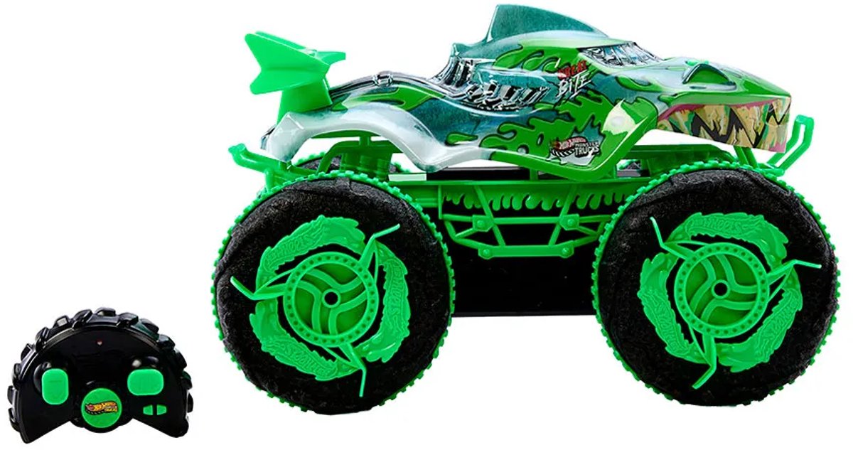 Hot Wheels Monstertrucks Terreinwagen Krakende Kaken - Speelgoedtruck met afstandsbediening - Rijdt op land en in water — afbeelding 5