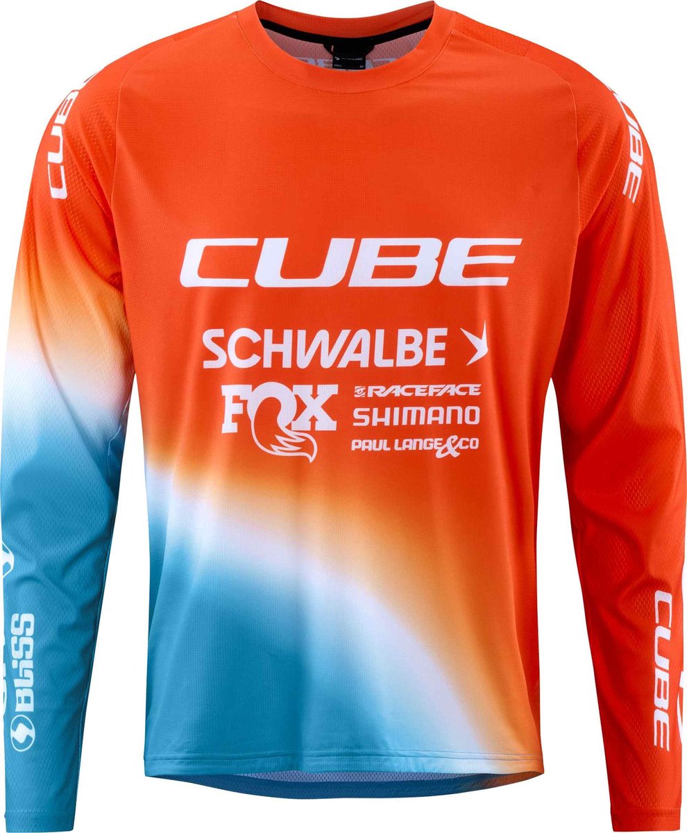 CUBE Fietsshirt MTB JERSEY X FACTORY RACING L/S WHITE/BLUE/RED XL