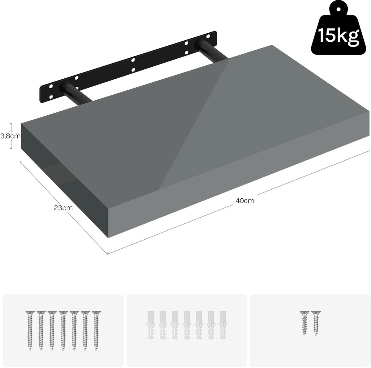 Klarven® Wandplank Zwevend 40cm - Stijlvol Opbergen, Gemakkelijk op te Hangen - B 120 x D 40 cm