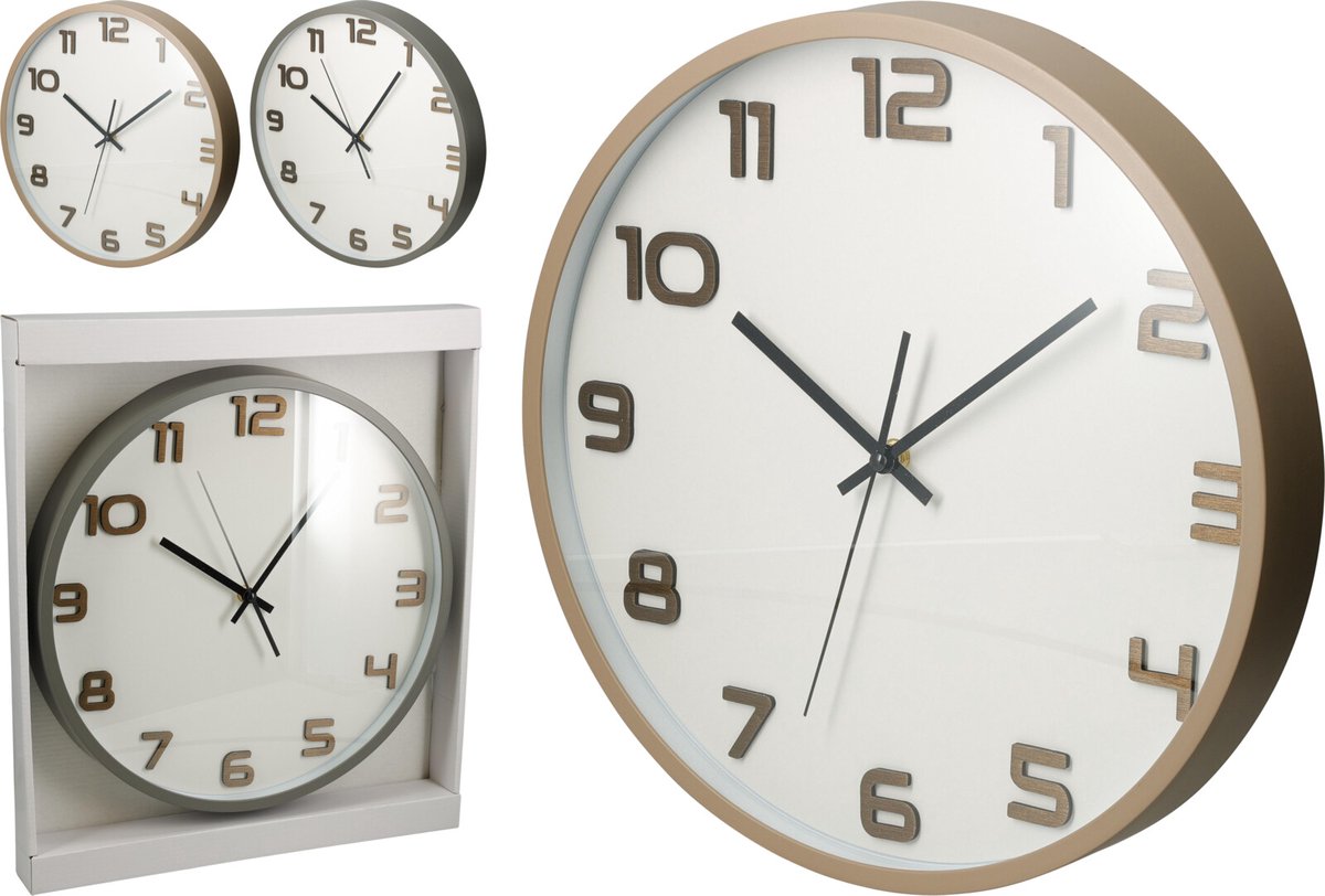 Koopman wandklok decoratie Earth 35x4,5cm modern design.
