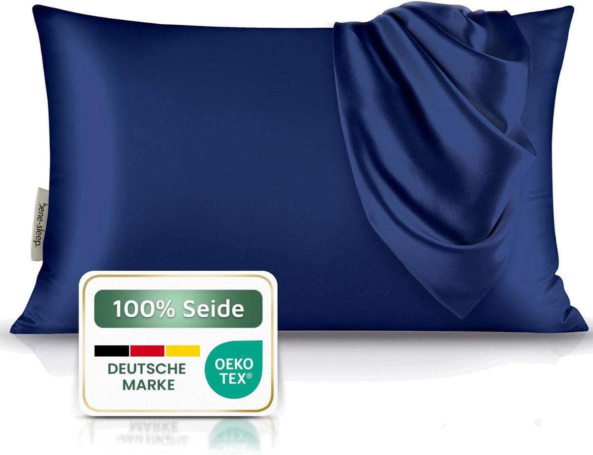 Premium Zijden Kussensloop - Donkerblauw - 40 x 60 cm - 100% Pure Moerbeizijde - Voor Huid en Haar