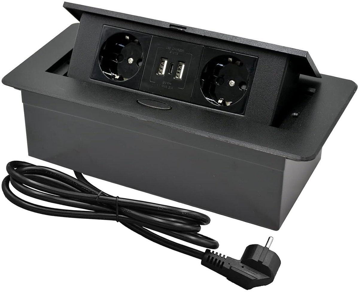 ZMCZ-TYC-01 Flush-Mount Socket Retractable Table Socket with 2 Sockets and 2 USB + Type C Recessed Socket for Worktop - ShopVlot