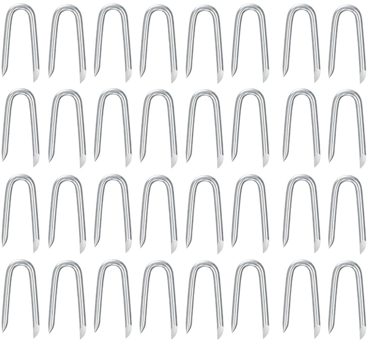 Galvanized U-Pegs voor de Tuin - Metalen Grondpinnen voor het Bevestigen van Onkruiddoek, Netten en Fleece