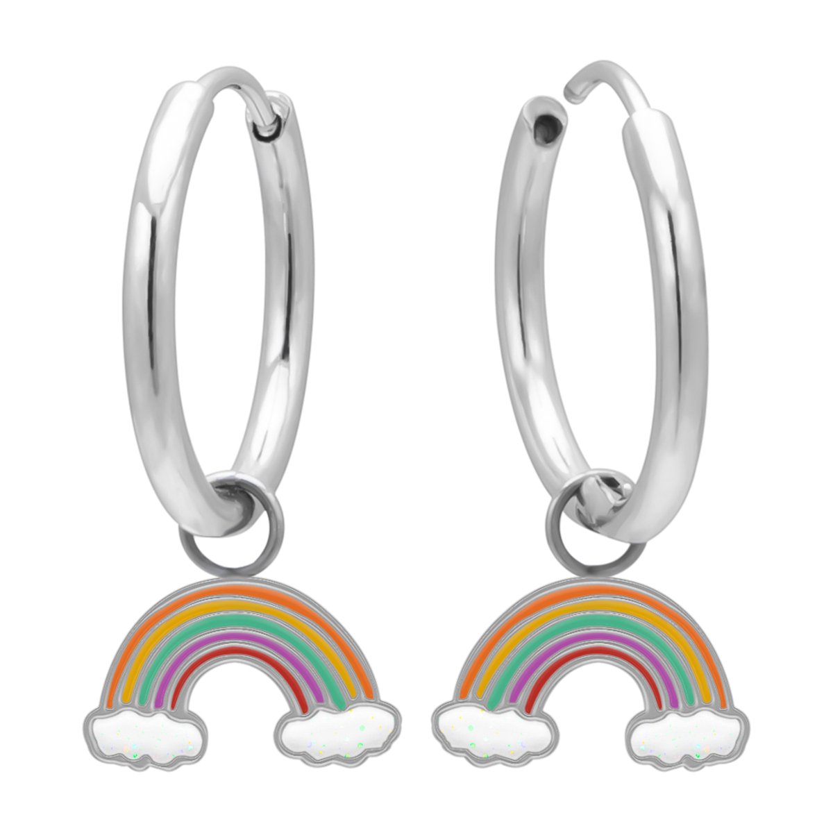 Kinderoorbellen Meisjes Regenboog - 316L Chirurgisch Stalen Oorhangers - 12 mm