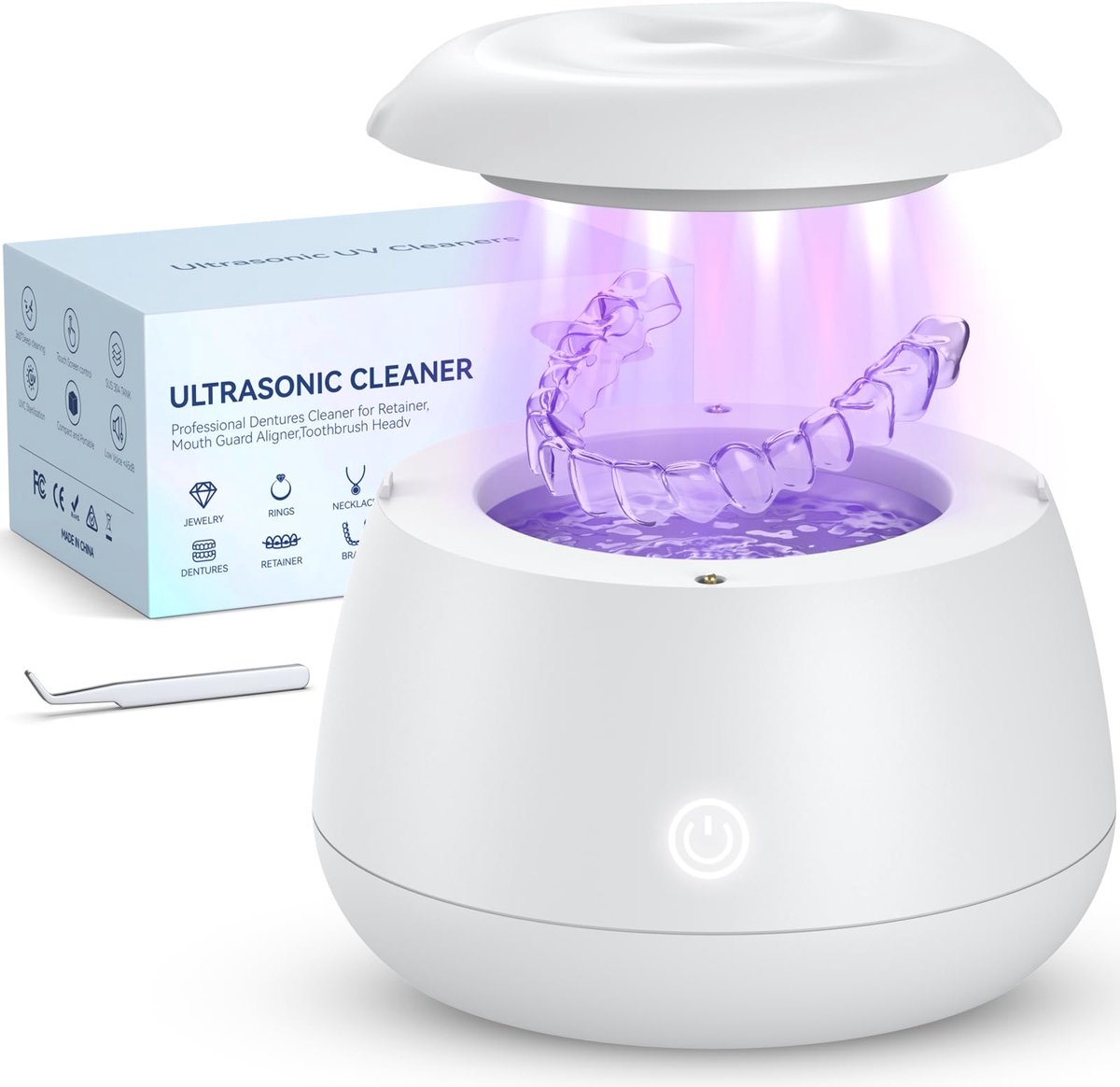 Ultrasone retainer cleaner machine - 52kHz ultrasone reiniger - 250ML capaciteit - effectief voor kunstgebit en beugels - ShopVlot