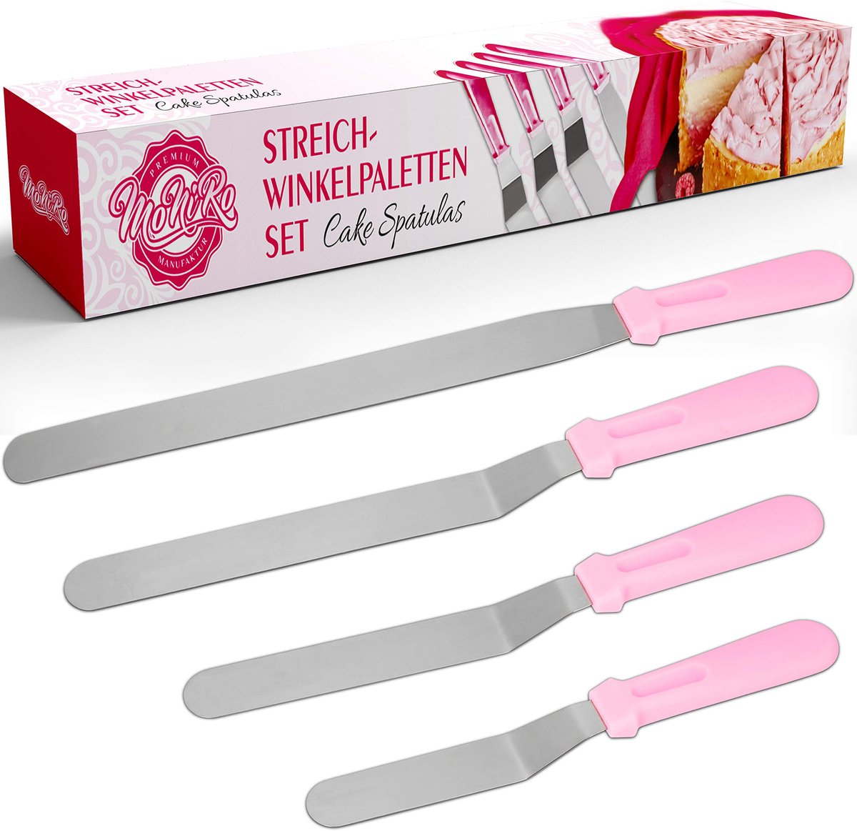 Hoekpalet set van 4 bakaccessoires - roestvrij staal - professioneel taartmes en spatula - ShopVlot