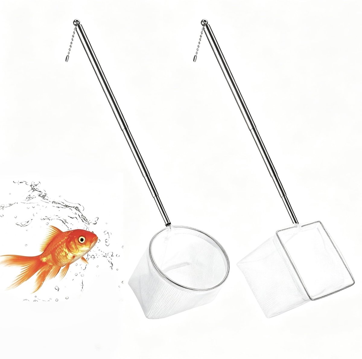 Aquariumnetten 2 stuks - vierkant en rond - fijn gaas - ideaal voor garnalen - ShopVlot