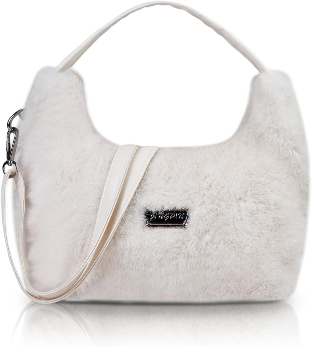 Trendy pluche schoudertas voor dames, veelzijdige handtas met rits, crossbody tas met afneembare schouderband voor dagelijks gebruik en reizen
