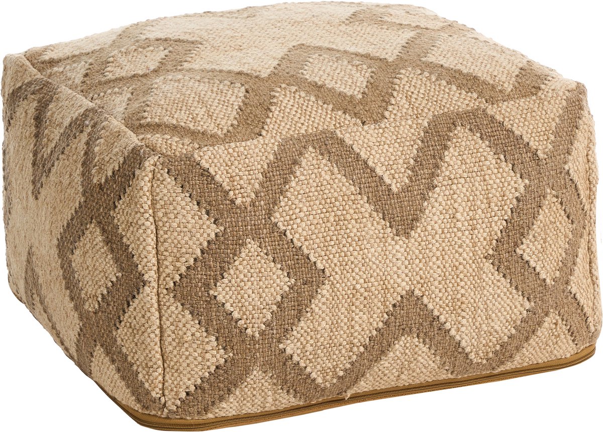 GOPI - Poef - Beige/Lichtbruin - 50 x 50 cm - Jute