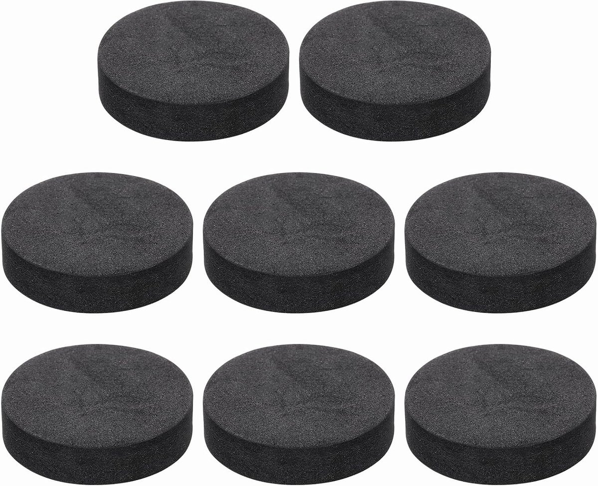 Set van 8 Enkele Geluidsisolatie Pads voor Speakers - 40mm x 10mm Antislip Schuim voor Versterker en Vloerbescherming, Zwart
