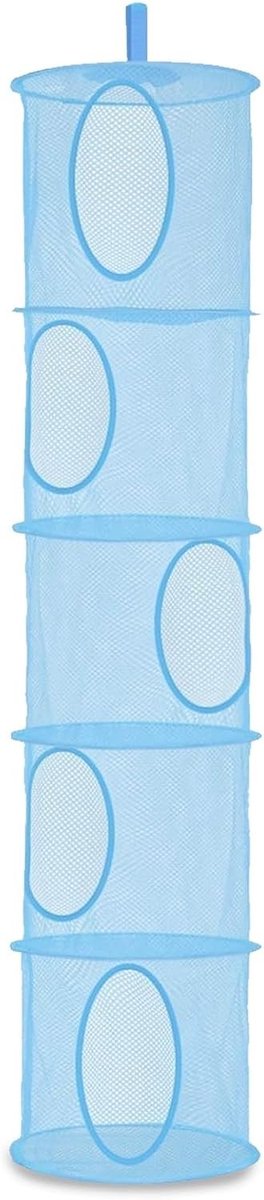Vouwbare Opbergmand met 5 Compartimenten voor Knuffels, Geschikt voor Kamer, Badkamer en Balkon (Blauw)