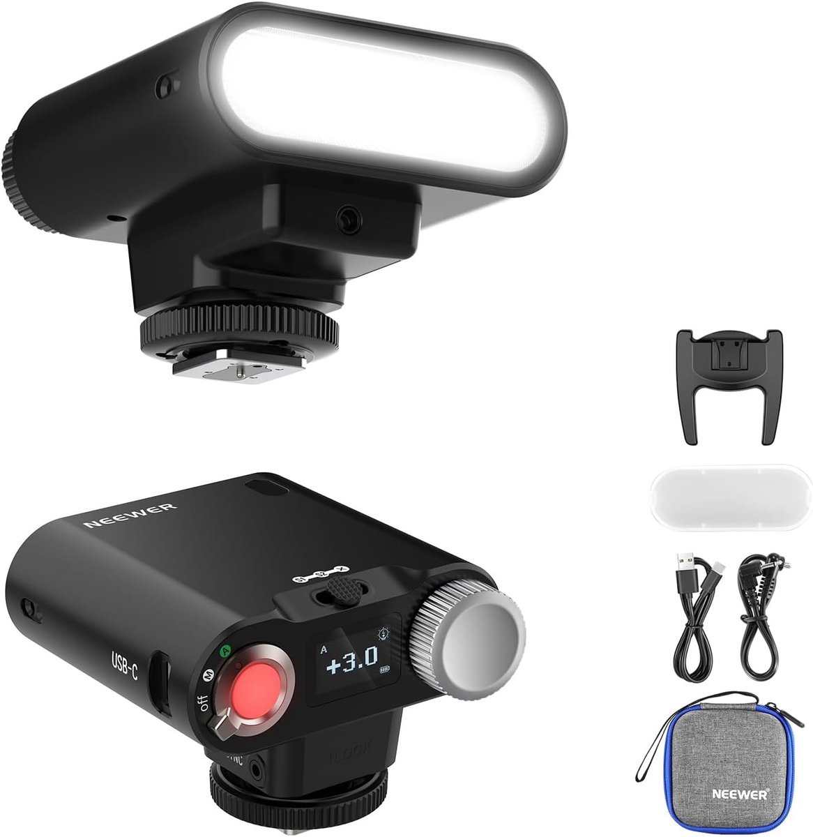Professionele Speedlite Flitser voor Canon, Nikon, Sony en Fuji Camera's - 22Ws GN14, 6000K, 1100mAh Accu, Snelle Oplaadtijd en A/M Modus