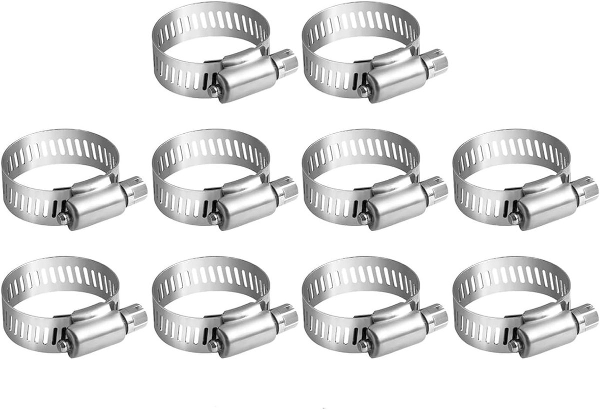 Set van 30 Verstelbare Slangklemmen van RVS voor Slangen van 13-19mm, Ideaal voor Brandstofleidingen en Pijpen
