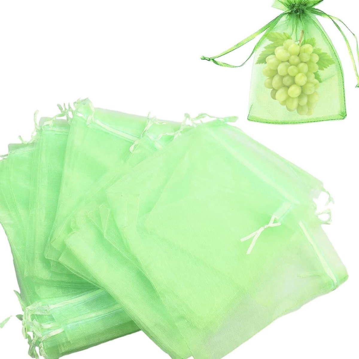 Set van 20 Beschermende Fruitzakken voor Druiven - Organza Netzakken 20 x 30 cm voor Fruitbescherming en Oogstbehoud