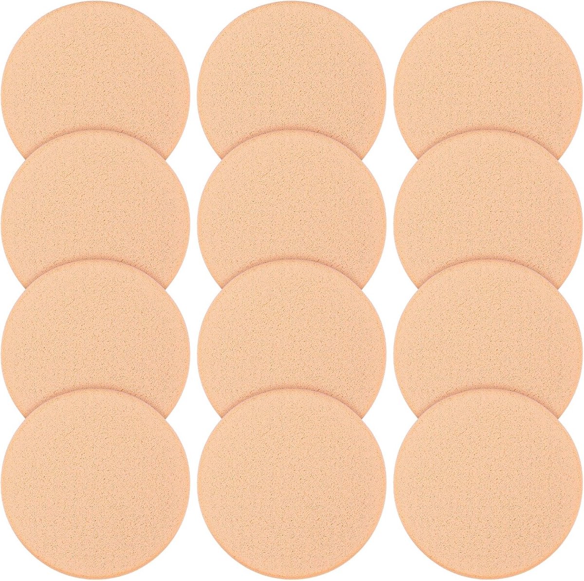 Set van 12 ronde make-up sponsjes voor vloeibare foundation en cosmetica, ideaal voor nat en droog gebruik, perfect voor een egale huid en make-up applicatie