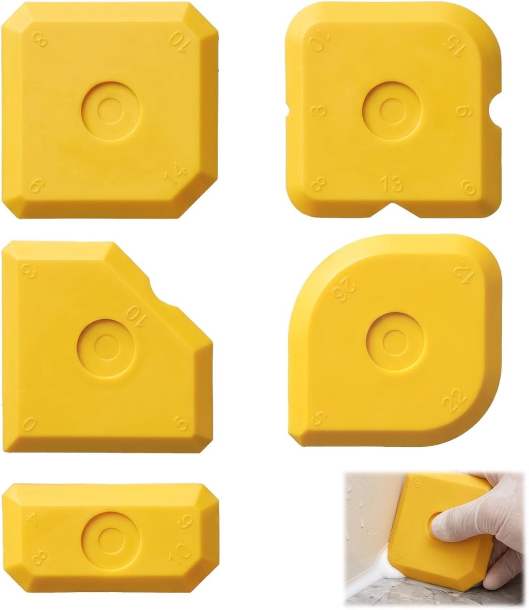 Afdichtingsgereedschap voor gladmaken van voegen en tegels in badkamer en keuken, 5 stuks, acryl siliconen hulpmiddelen