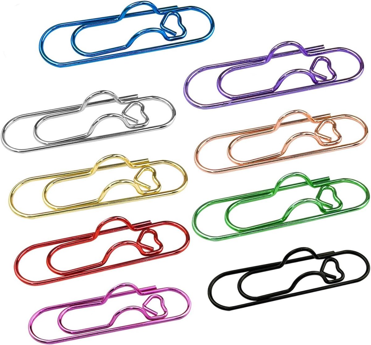 Kleurrijke metalen penhouder clips, 9-delige set voor notitieboeken, paperclips, boeken en planners, herbruikbare bureau-accessoires