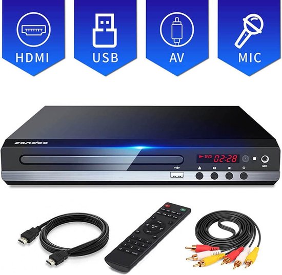 Dvd Speler - Mini Cd Speler - Films Kijken - Gratis Regio HDMI - Compact Ontwerp - Zwart Zilver — afbeelding 3