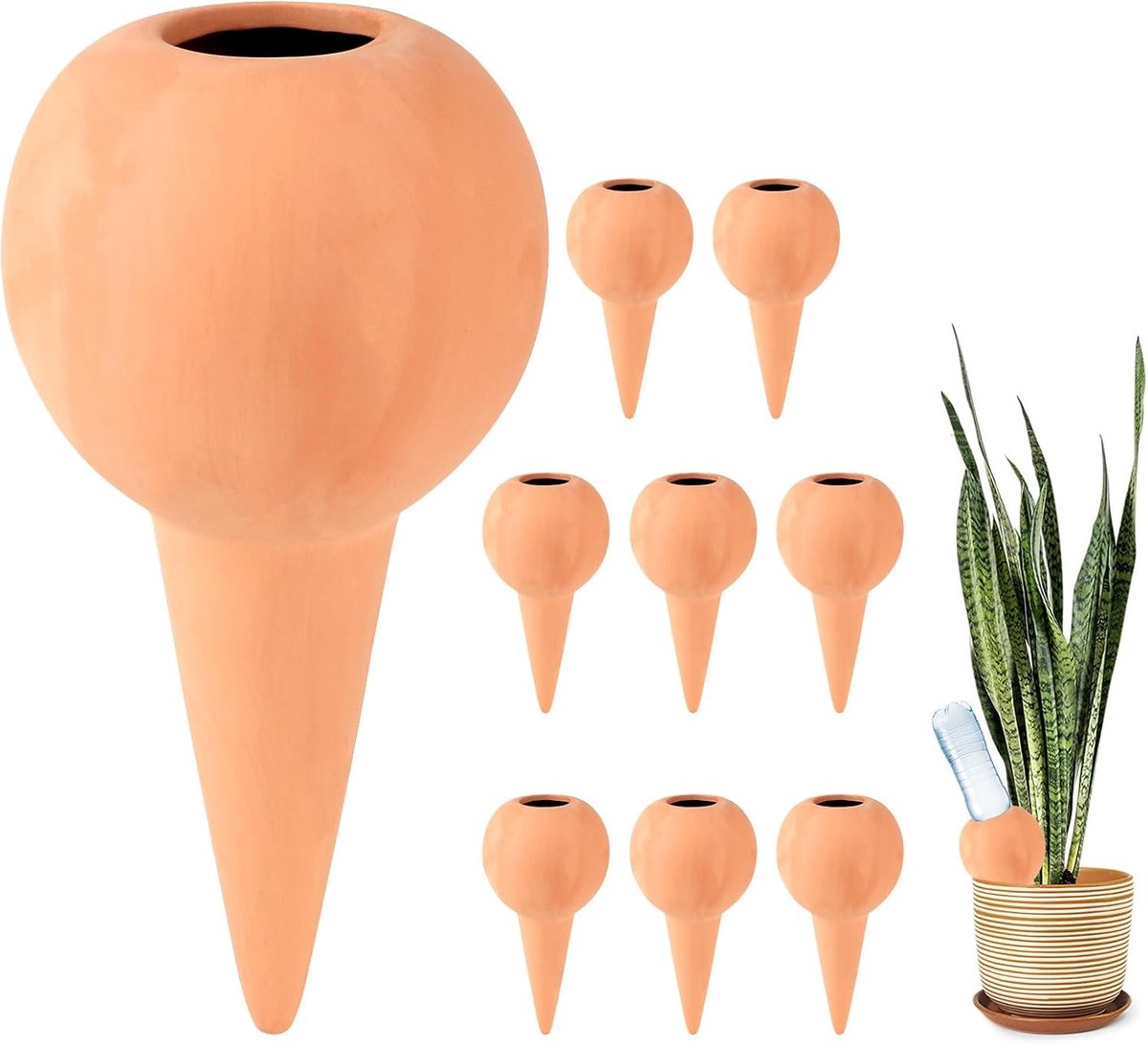 Set van 8 klei-cones van 360 ml - Automatisch irrigatiesysteem voor binnenplanten en balkonbakken - Efficiënte bewatering en waterbesparing