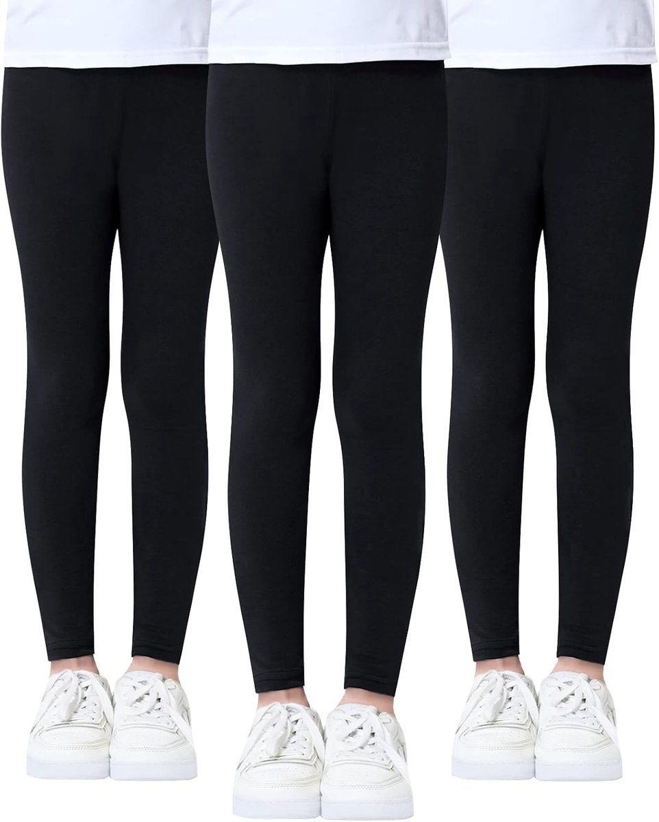 Meisjes Leggings Set van 3 Stuks - Volledige Lengte, Zwart, Maat 10-11 Jaar, Comfortabele en Stijlvolle Broeken