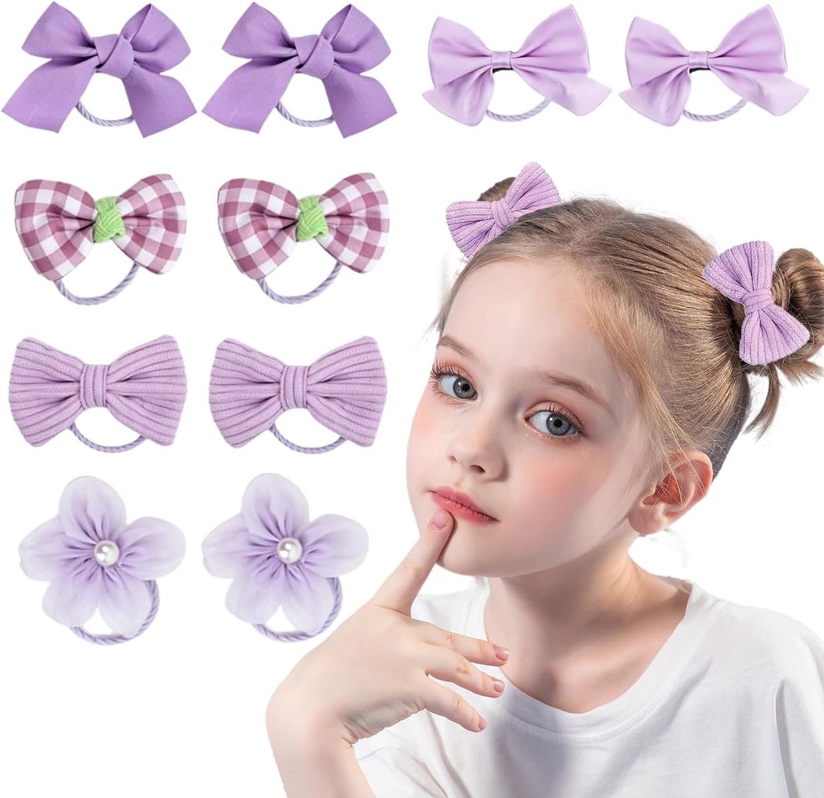 Schattige haar elastiekjes met strik - 10 stuks bloemen scrunchies voor meisjes en peuters, ideaal voor kleine haarstijlen en dagelijks gebruik