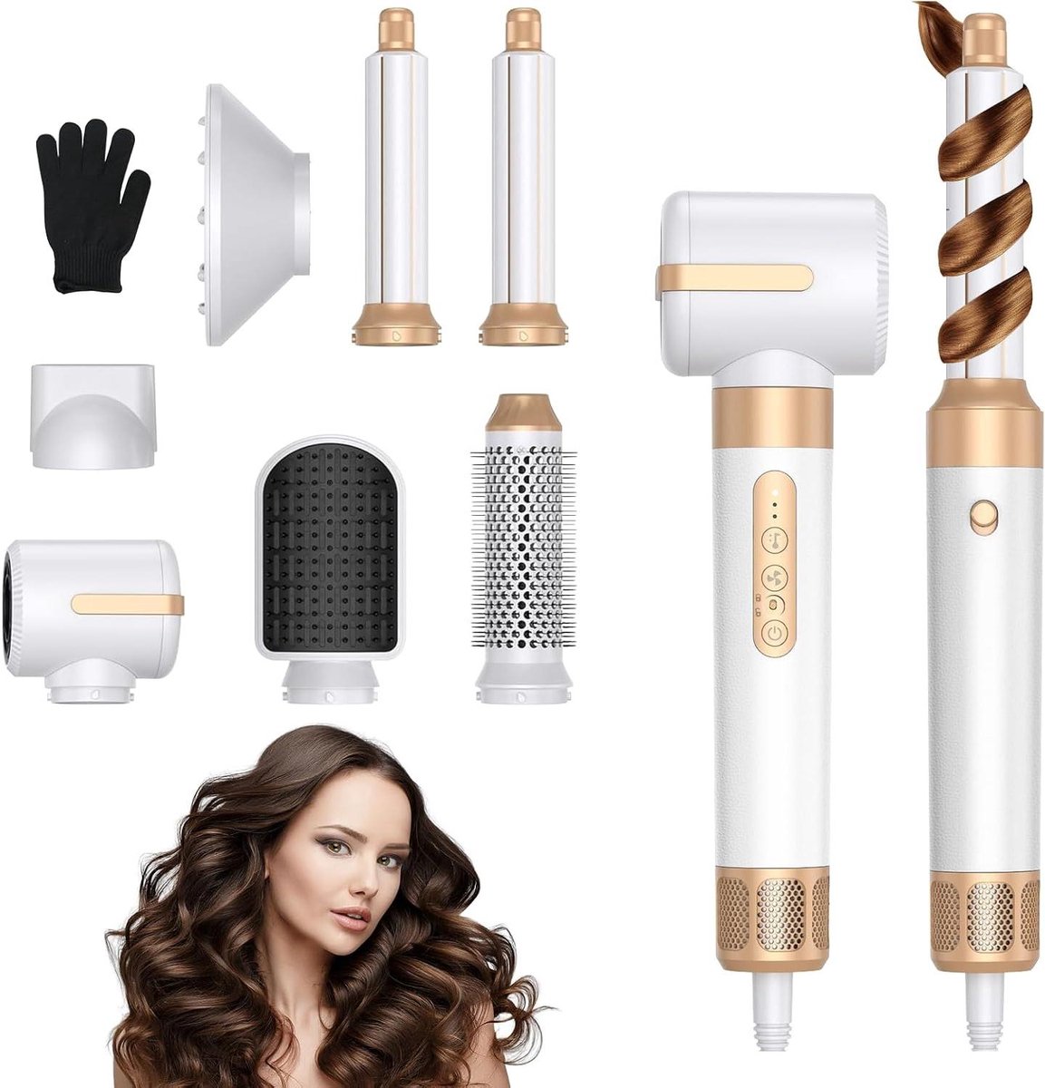 Haardroger Styler Set - Multifunctionele Föhn - Haar Stylen - 7 Opzetstukken - 1400 Watt - Zwart
