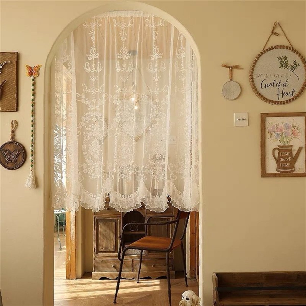 Cafégordijnen, vintage kanten gordijnen, deurgordijnen, gordijnen in landelijke stijl 80*140cm