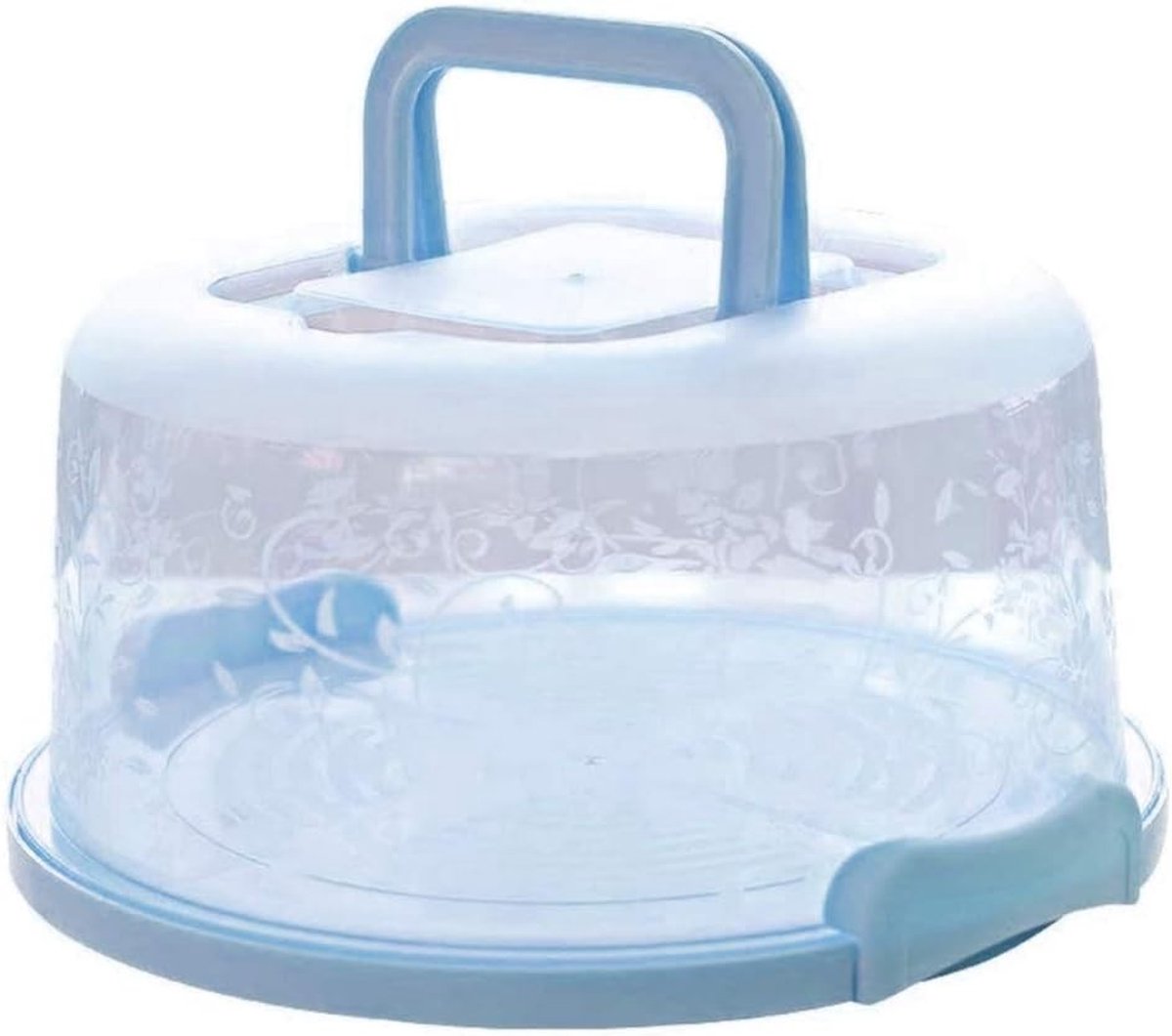 Draagbare Taartdoos met Deksel en Handvat voor het Vervoeren van Taarten, Cupcakes en Fruit - 10 Inch Cake Carrier Stand in Blauw