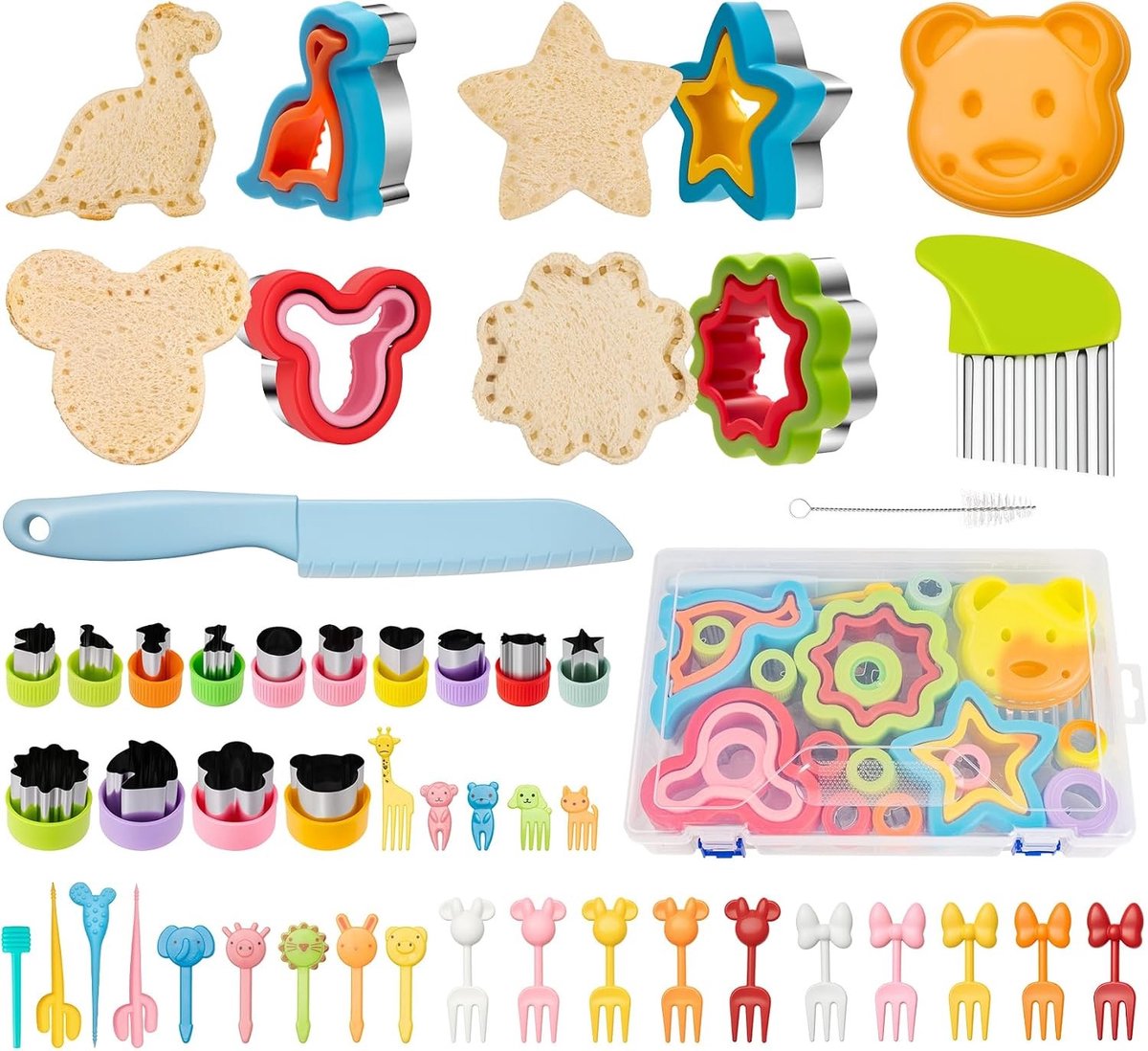 Creatieve Snijvormpjes voor Kinderen - 57 Stuks voor Brood, Groenten en Fruit met Leuke Prikkers en Vorken