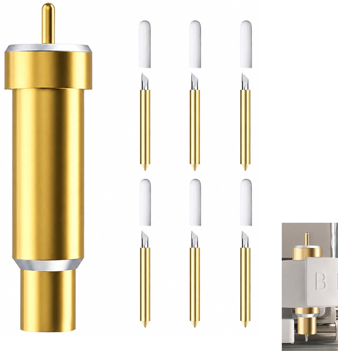 Set van 6 reservemessen - fijne punt 30°, 45°, 60° - wolfraamcarbide - nauwkeurig snijden voor doe-het-zelf - ShopVlot