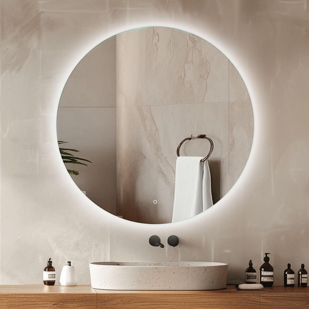 Badkamerspiegel LED 60 cm - Ronde vorm - Achterverlichting - Ideaal voor elke badkamer - ShopVlot