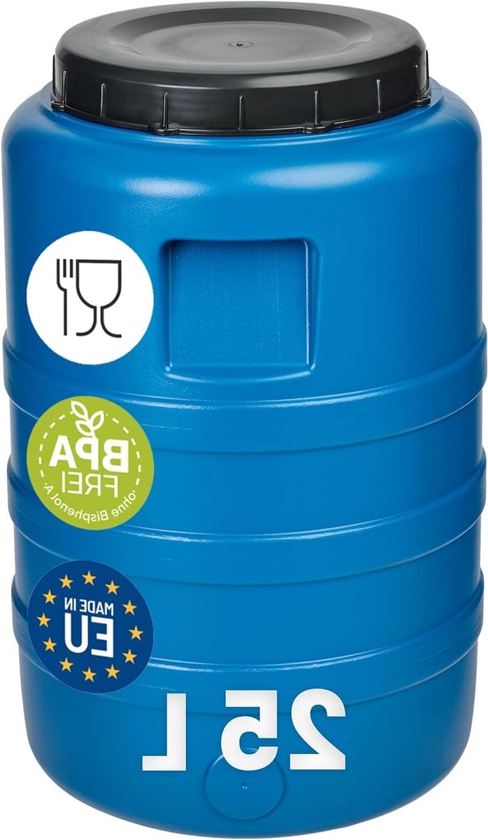 Regenton met kraan - Waterreservoir Kunststof - Regenwater opvangen - Voedselveilig HDPE - 25 Liter - Blauw