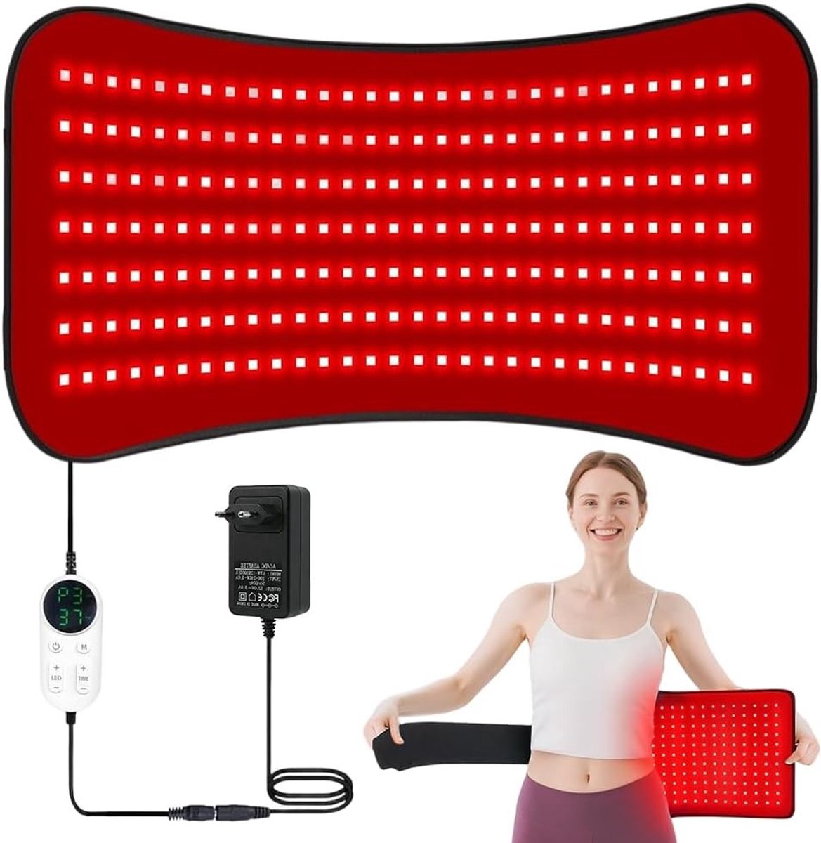 Verwarmende infraroodlamp met timer en 5 lichtstanden voor rug, schouders, benen en nek - 60 x 30 cm, 660 nm en 850 nm rood licht