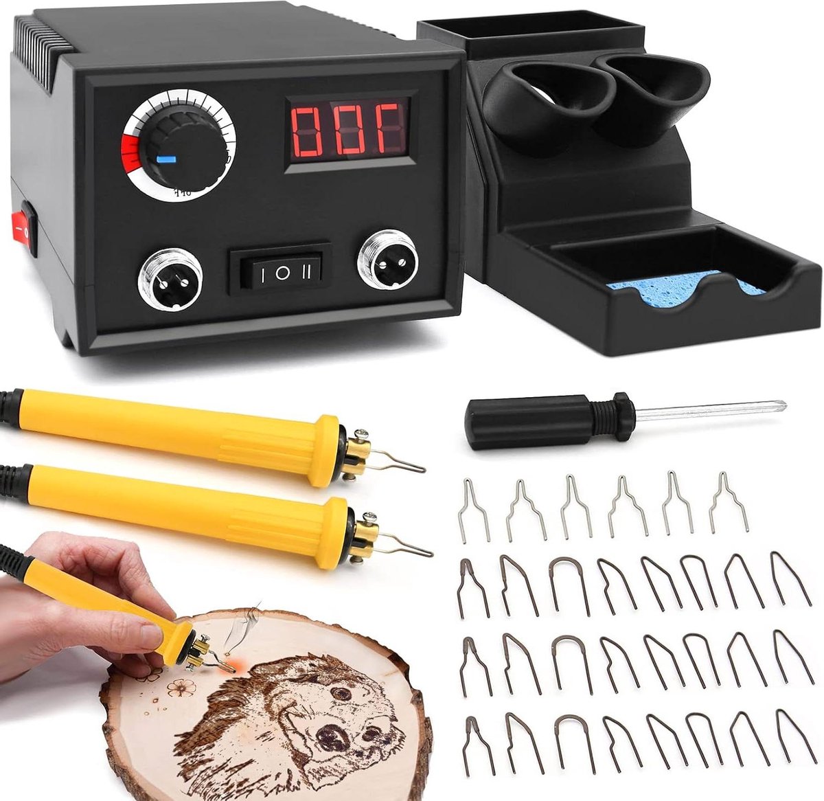 Brandschilderset Hout - Pyrografie Machine - Decoreren van Materialen - Dubbele Pen Controle - 30 Punten - Zwart