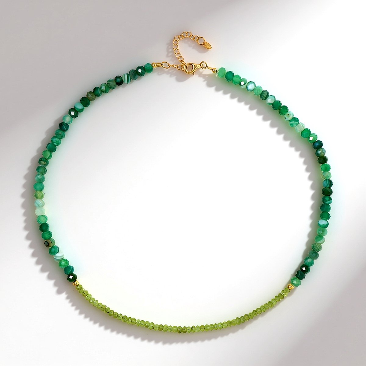 Cavill - Zilveren Halsketting - 925 Sterling Zilver Verguld - Peridoot 18,5 ct & Groene Onyx 55,8 ct - Elegante Sieraad voor Dames