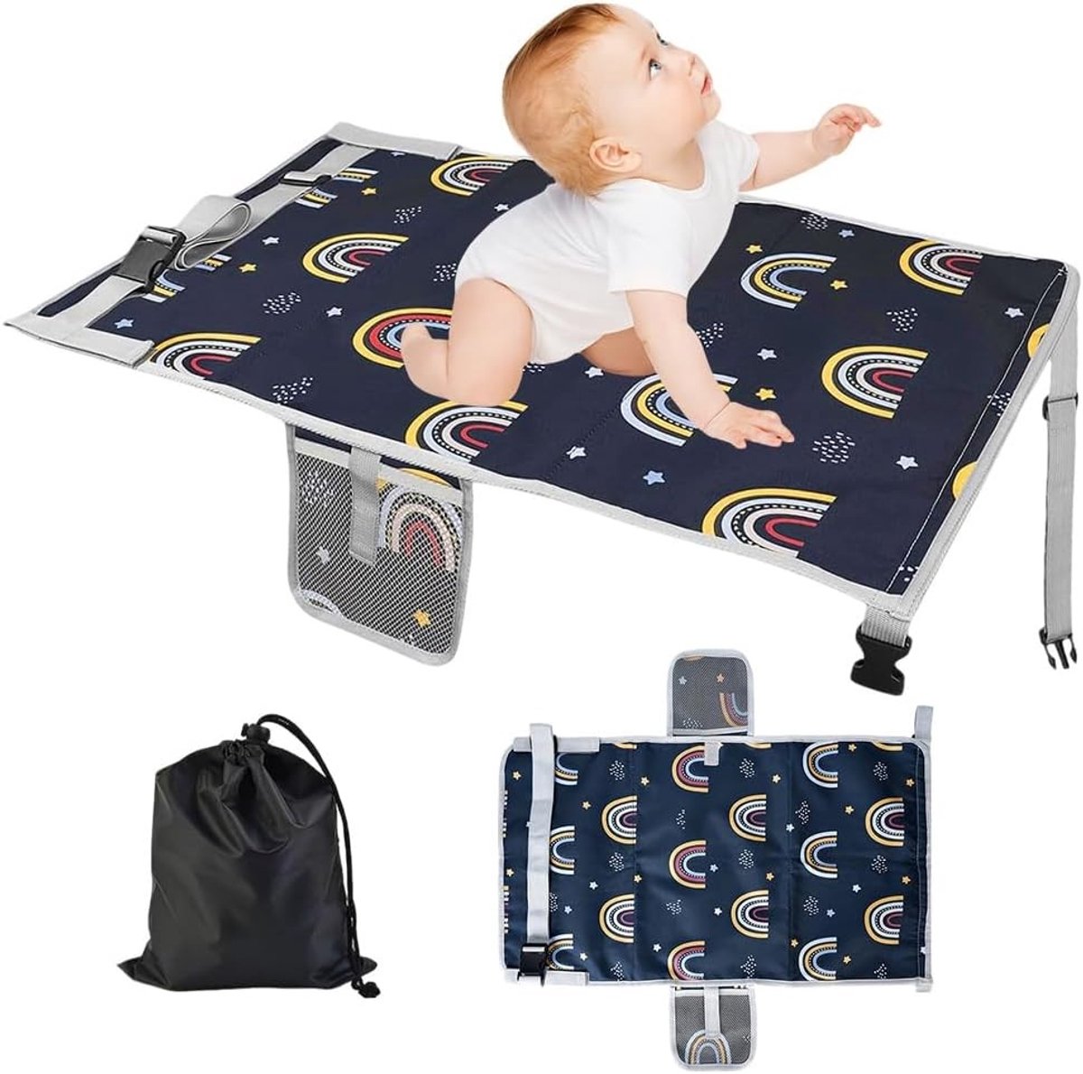 Verlenging voor Kinderstoelen in Vliegtuigen 76 x 44,5 cm - Draagbaar Reisbed, Ademend Voetenzakje en Comfortabele Slaapoplossing voor Kinderen tijdens Vliegtuigen en Auto's