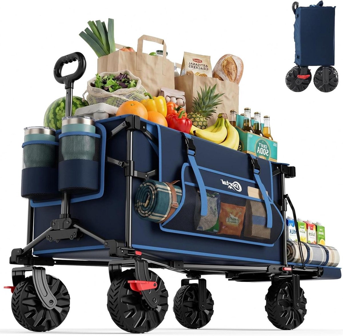 Opvouwbare Bolderkar - Handwagen Transportkar - Tuin Werk - XXL Volume 400L - 210 kg Belastbaar - Blauw