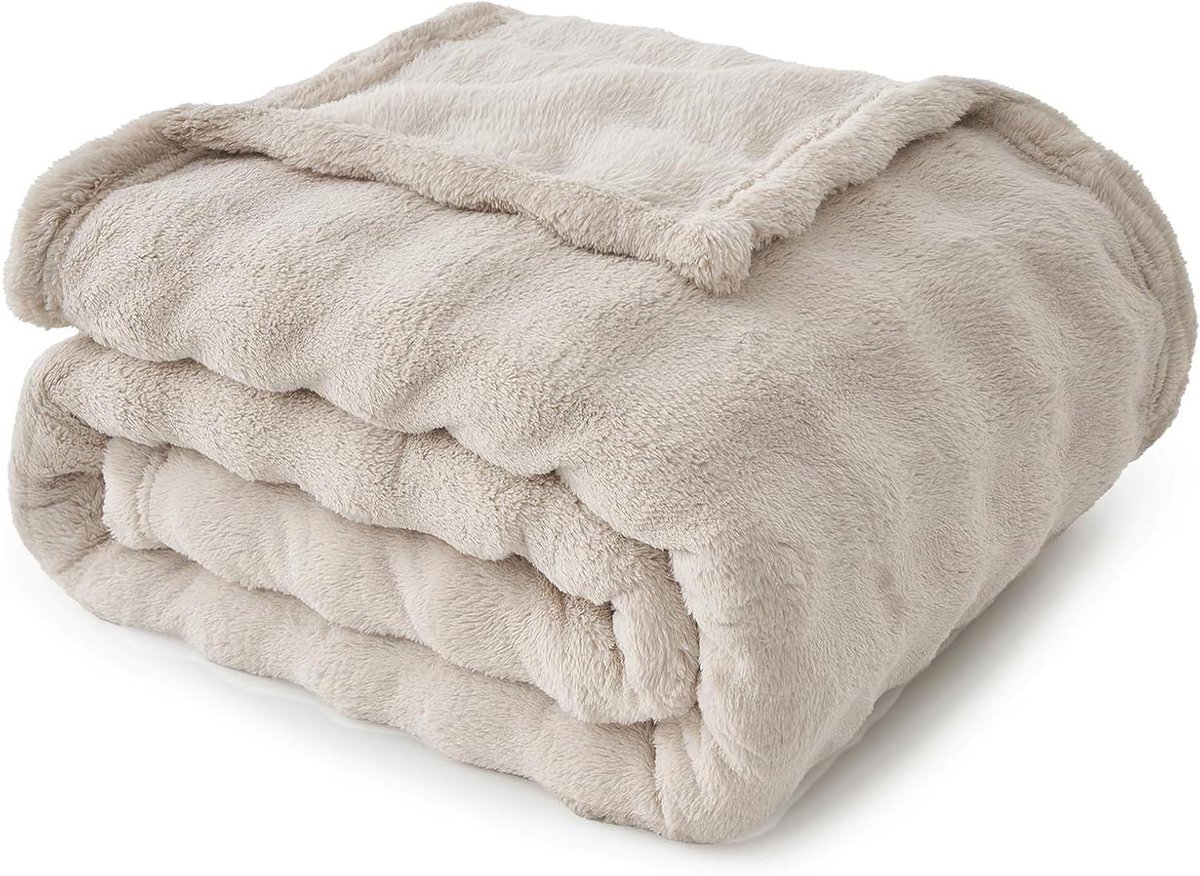 Bubble Deken - Knuffeldeken Wollig - Gezelligheid Thuis - Ultrazachte Fleece - 150 x 200 cm - Beige