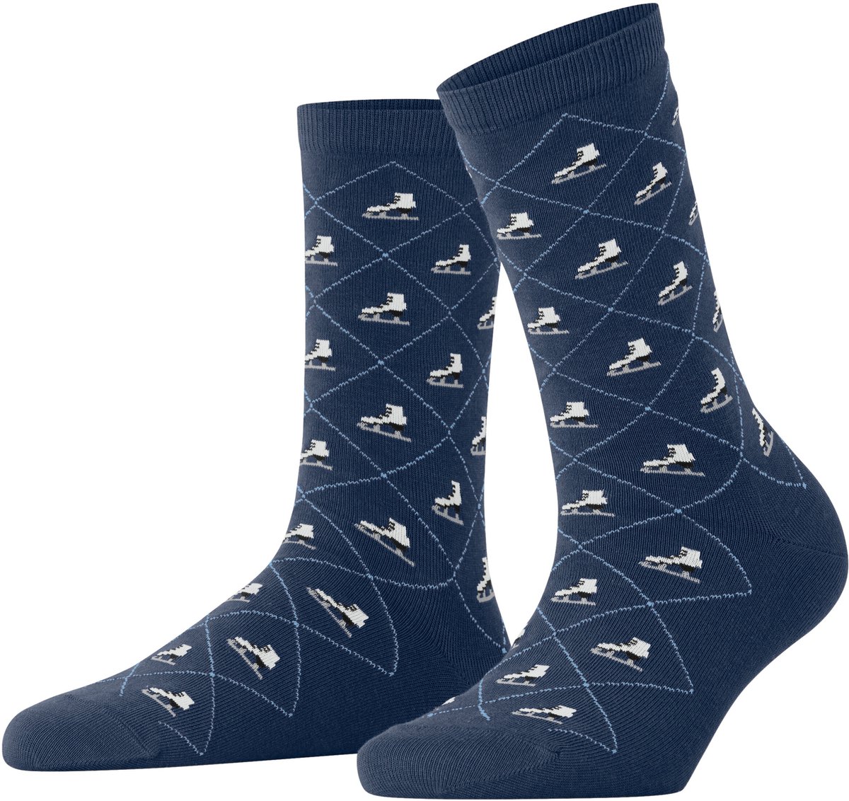 Burlington Ice Skate gedessineerd katoen sokken dames blauw - maat 36-41
