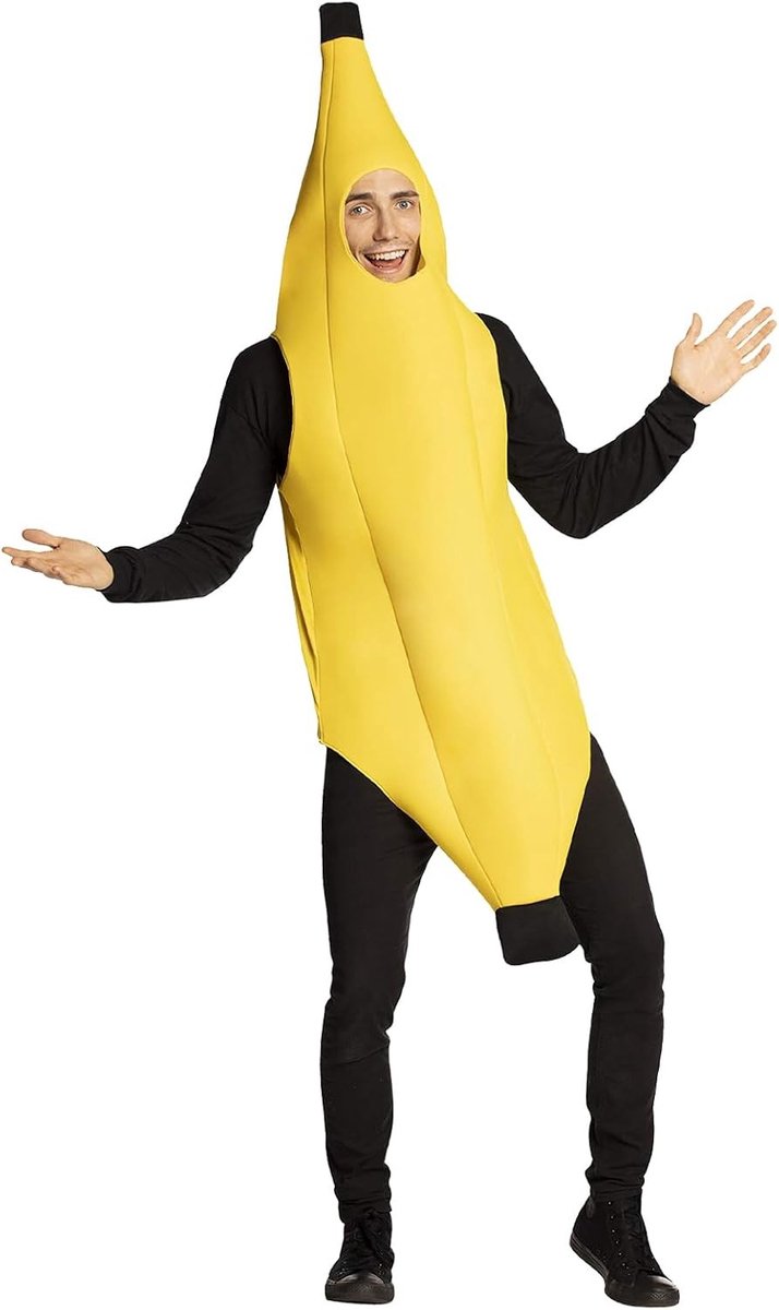 Grappig bananenkostuum voor volwassenen, uniseks fruitkostuum in bananenvorm voor feesten en thema-avonden, eenvoudig aan te trekken