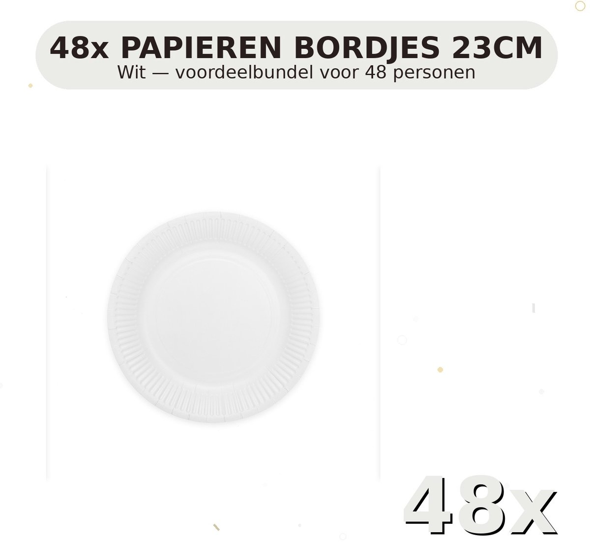 Bordjes 23cm FSC Wit - Voordeelverpakking 48 Stuks voor tot 48 Personen - Feestartikelen