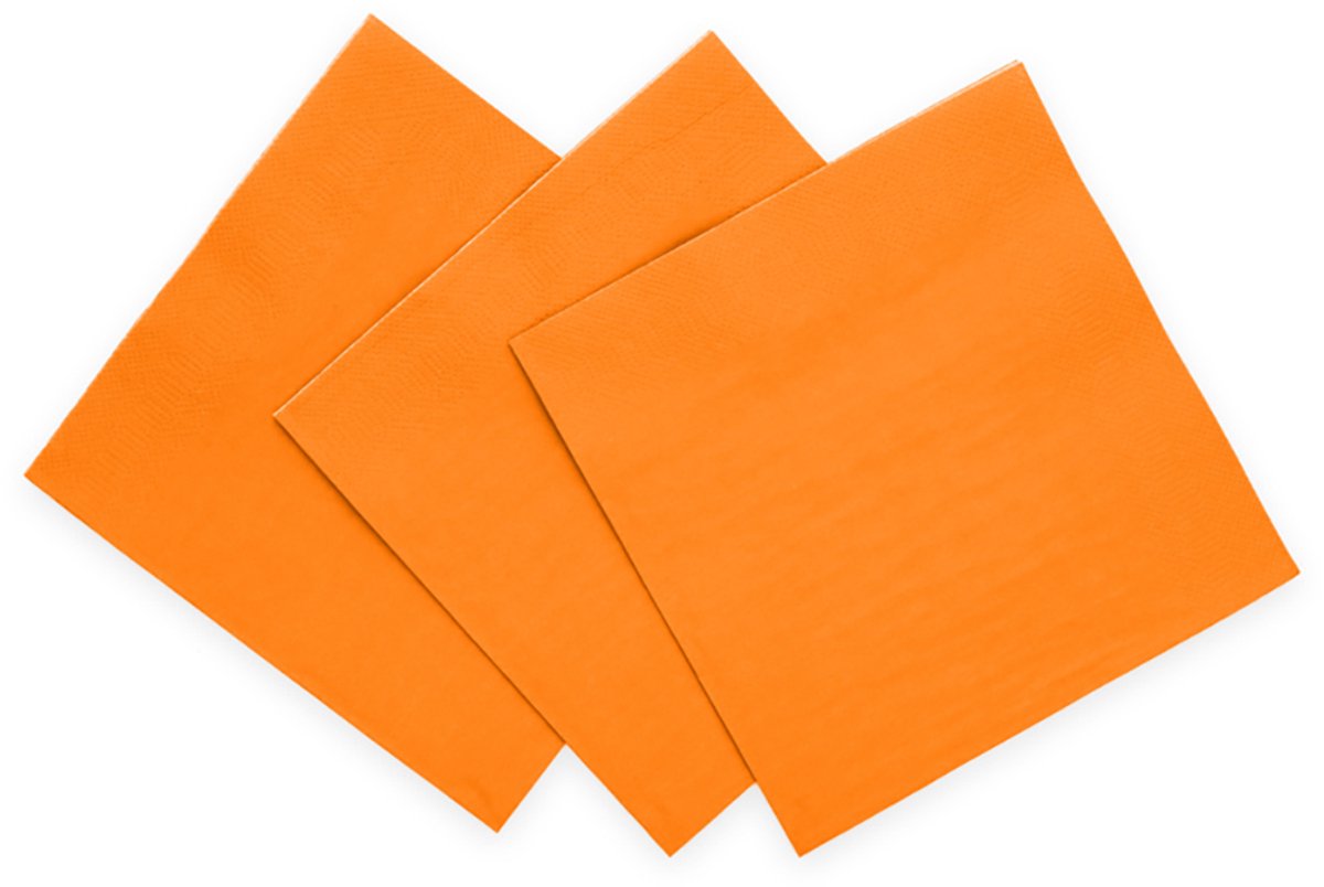 20x Papieren Lunch servetten 33x33cm 3-laags FSC - Oranje - Feestartikelen